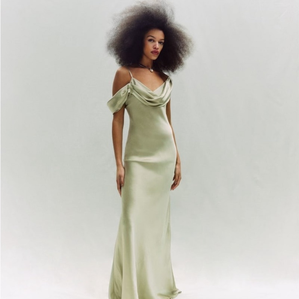 Reformation Ronda Silk Dress in dried herb